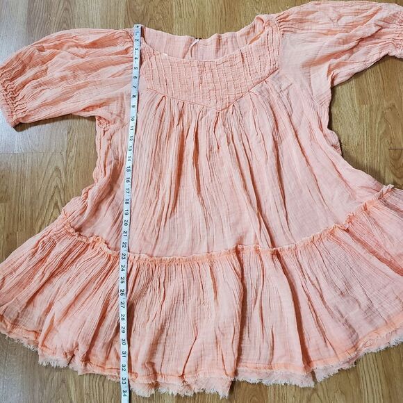 Free People 'Mystery Land' Tunic Mini Dress - size Medium in Peach - Picture 12 of 15